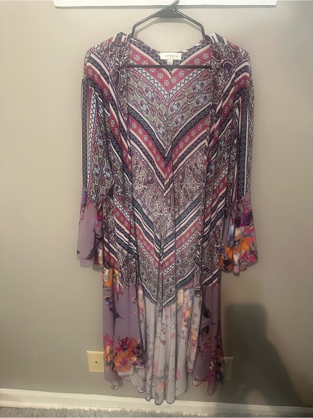 Umgee Lavender and Pink Boho High-Low Kimono
